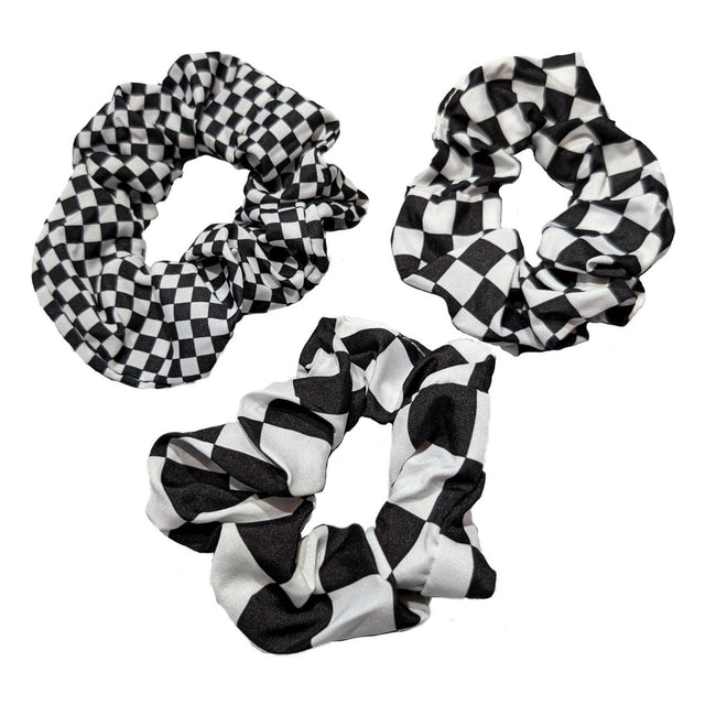 3 skakternede scrunchies med små, mellem og store skaktern. Køb flere, spar mere
