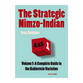 The strategic nimzo-indian er en skakbog om åbningen skrevet af ivan sokolov med en rød terning på forsiden