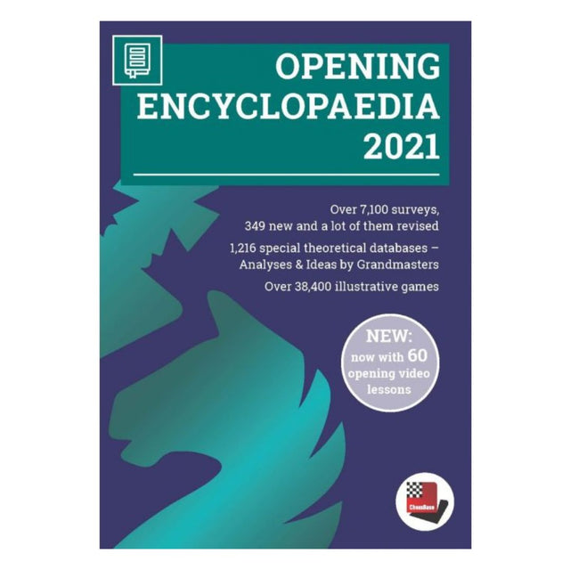 DVD opening encyclopedia 2021 indeholder over 7100 åbninger i skakspillet med analyser og ideer præsenteret af stormestre annoteret og på video